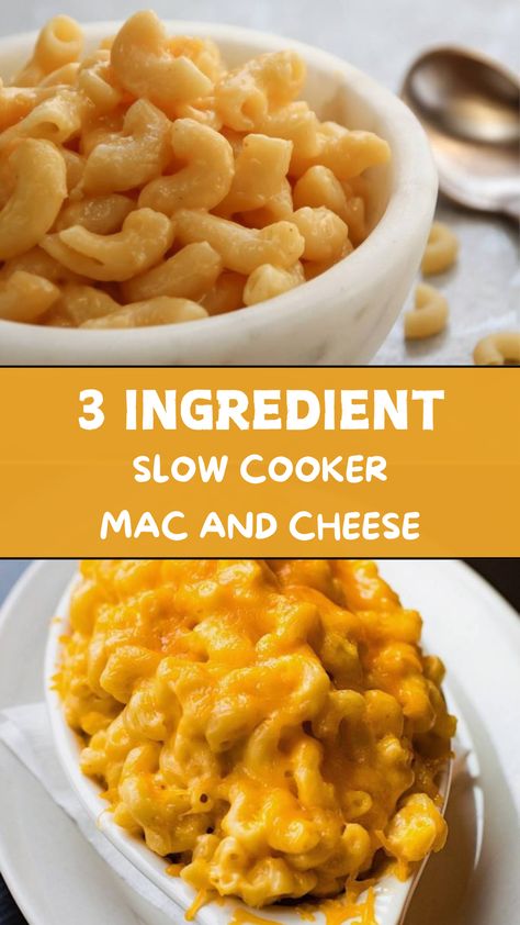 3 Ingredient Slow Cooker Mac And Cheese Velveeta Crockpot Mac And Cheese, Crock Pot Mac And Cheese Easy, Mac N Cheese Crockpot, Velveeta Mac And Cheese, Easy Mac N Cheese, Crockpot Mac And Cheese, Velveeta Cheese, Elbow Macaroni, Gooey Cheese