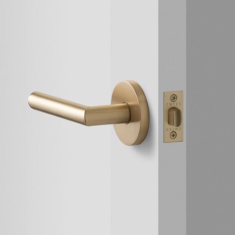 York Door Set with Otto Lever - Satin Brass Bedroom Door Handles, Gold Door Handles, Pantry Renovation, Interior Door Hardware, Door Handles Modern, Black Interior Doors, Door Handle Design, Lever Door Handles, Gold Door