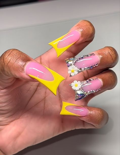 Duck Style Nails, Exotic Duck Nails, Long Duck Nails Acrylic, Yellow Duck Nails, Ducky Nails, Medium Duck Nails, French Tip Duck Nails, Duck Flare Nails, Long Duck Nails