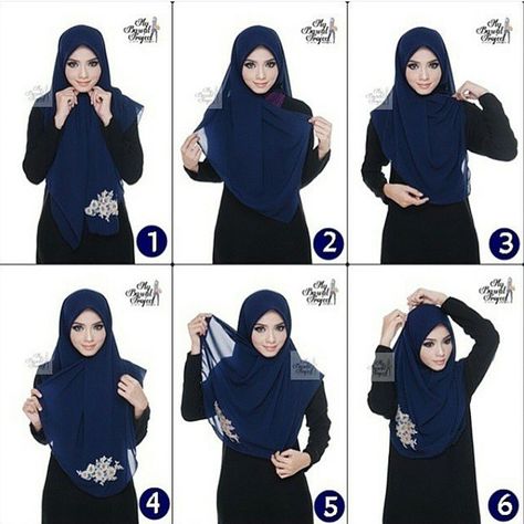 Simple hijab & cover chest Coverage Hijab Style, Tutorial Hijab Segitiga, Full Coverage Hijab, Square Hijab Tutorial, Tutorial Hijab Modern, Blue Hijab, How To Wear Hijab, Hijab Inspiration, Square Hijab