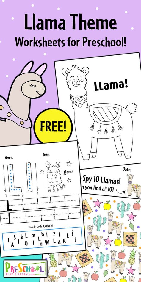 Check out these awesome, free printable Llama Worksheets! Kids in preschool, pre-k, and kindergarten will enjoy these cute llama printables that build fine motor skills and boost creativity! Use these free llama printables as a non-prep llama activity for your next llama theme or animal theme. Have fun with markers and crayons with the llama llama coloring pages and llama Dot Dot sheet. Then, have fun counting numbers 1-5, putting together a puzzle, and color sorting with some great cut and past Animal Cell Project, Homeschool Science Lessons, Cycle For Kids, Worksheets For Preschoolers, Cells Project, Animal Activities For Kids, Color Flashcards, Llama Llama, Sharks For Kids