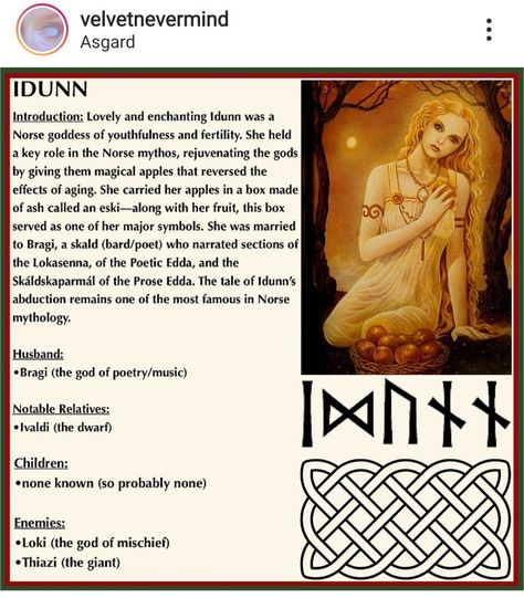 Vor Goddess Norse Mythology, Idunn Goddess Norse Mythology, Norse Pagan Gods And Goddesses, Norns Norse Mythology, Icelandic Mythology, Idunn Goddess, Norse Gods And Goddesses, Norse Deities, North Mythology