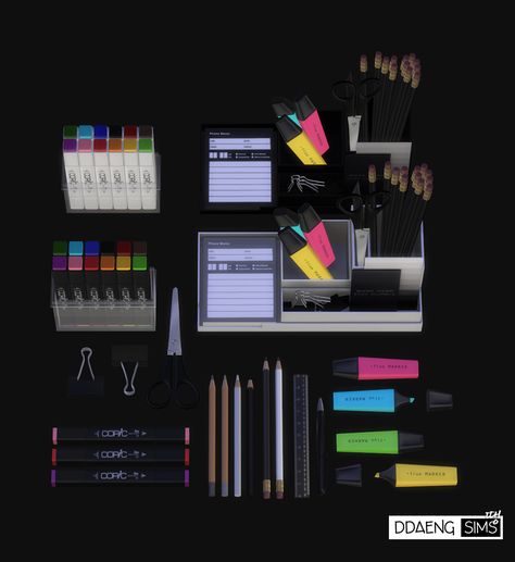 Sims 4 Office Supplies Set Ts4 School Cc, Sims 4 Teacher Cc, Sims 4 Classroom Cc, Monica Core, Sims 4 Office, Cc Clutter, Sims4 Mod, Sims Aesthetic, Ts4 Mods