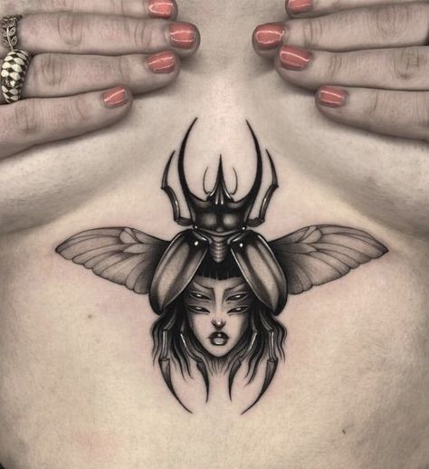 Human Face Tattoo, Pet Tattoo Ideas, Leg Tats, Pet Tattoos, Beetle Tattoo, Surreal Tattoo, Bug Tattoo, Insect Tattoo, Hip Tattoos Women