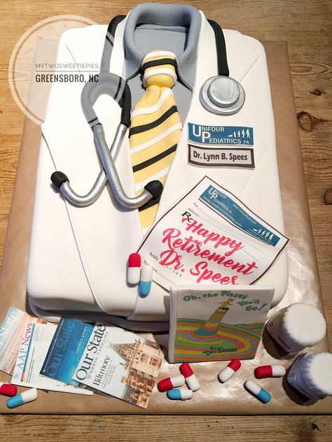 Doctor retirement cake Medical Retirement Party Ideas, Doctor Retirement Party, Retirement Party Ideas For Doctors, Doctor Retirement Cake, Doctor Retirement, Doctor Retirement Gift, Doctor Retirement Party Ideas, Retirement Party Themes, Retirement Decorations