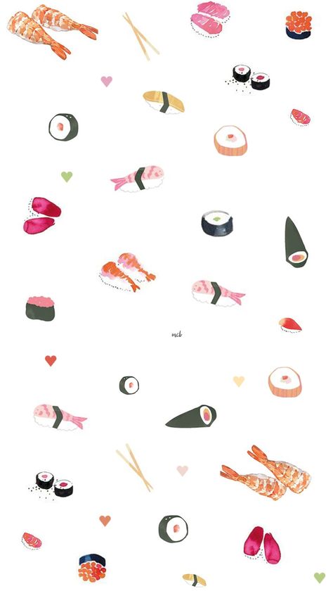 sushi! Cute Food Wallpaper, Wallpaper Tumblr Lockscreen, Wall Paper Phone, Wallpaper Iphone Summer, Images Kawaii, Hipster Wallpaper, Whatsapp Wallpaper, Wallpaper Iphone Quotes, Iphone Design