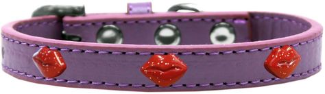 Mirage Pet Products Glitter Lips Widget Dog Collar, Size 20, Lavender/Red *** Check out this great product. (This is an affiliate link and I receive a commission for the sales) Red Glitter Lips, Dog Personality, Glitter Lips, Dog Id Tags, Glitter Bow, Glitter Hearts, Leather Collar, Red Glitter, Pet Products