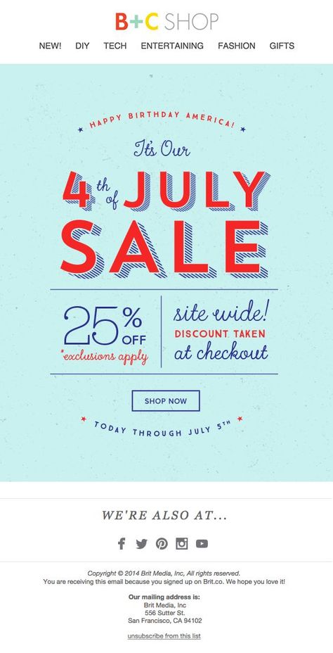 Sale Email, Email Blast, Happy Birthday America, Email Design Inspiration, Sale Emails, Email Marketing Design, Food Graphic Design, Newsletter Design, Web Layout Design