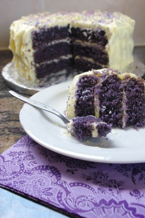 Purple Velvet Cake!!! Purple Velvet Cake, Purple Velvet Cakes, Black Velvet Cakes, Blue Velvet Cakes, Cupcakes Red Velvet, Velvet Cakes, Red Velvet Pancakes, Purple Cake, Velvet Cake Recipes