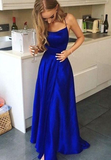 Royal Blue Satin Prom Dress, Matric Dance Dresses, Formal Prom Dresses Long, Royal Blue Prom Dresses, Evening Party Gowns, Cocktail Gowns, Dresses Homecoming, Prom Dress Inspiration, Cute Prom Dresses