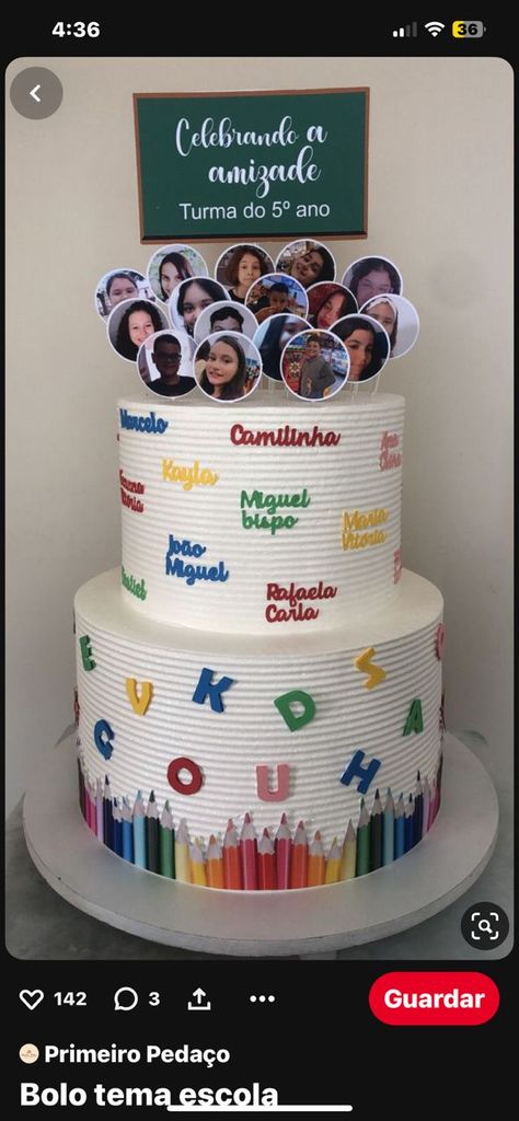 End Of School Cake, Cake For School, Preschool Graduation Cake, Teachers Day Cake, Farewell Cake, Teacher Cakes, Graduation Party Cake, Fondant Cake Designs, School Cake