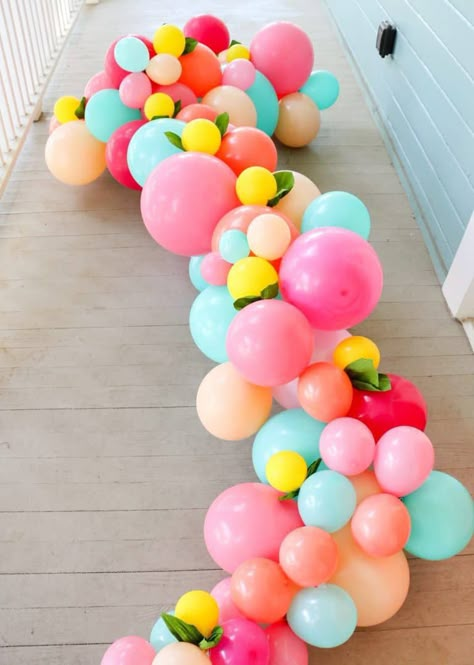 Peach Balloon Arch, Flamingo Birthday Decorations, Tropical Flamingo Party, Balloon Table Decorations, Backyard Graduation Party, Blush Balloons, Blowing Up Balloons, Party Colors, Orange Balloons