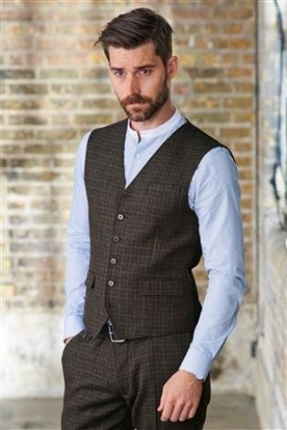 checked waistcoat Collarless Shirt Men Outfit, Gray Dress Shirt Men, Collarless Shirt Men, Shirt Men Outfit, Mens Dressy Casual, Collared Shirt Outfits, Bridesmaid Suits, Grandad Collar Shirt, Black Suit Men