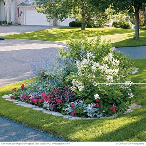 Island bed tips Dress up your front yard with an island bed! Find out how to get the best look.  from Garden Gate Magazine Island Bed, Front Lawn Landscaping, Landscaping Around Trees, Florida Landscaping, Front Landscaping, Front Lawn, Home Landscaping, Garden Yard Ideas, Charming Garden