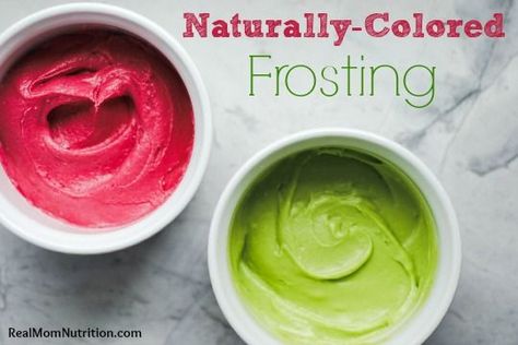 Naturally-Colored Frosting by Real Mom Nutrition How To Make Red Food Coloring, Dye Free Green Frosting, Beet Frosting, Natural Red Food Coloring Frosting, Beet Dye, Beet Dye Fabric, Colored Frosting, Camo Cupcakes, Green Frosting