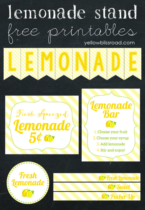 Create a fabulous lemonade stand of flavored lemonade bar with these adorable free printables! Limonade Bar, Kids Lemonade Stands, Strawberry Basil Lemonade, Diy Lemonade Stand, Kids Lemonade, Diy Lemonade, Flavored Lemonade, Lemonade Bar, Homemade Lemonade Recipes