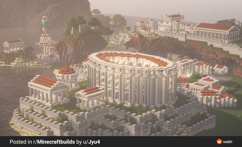 Rome Minecraft, Mediterranean Village, Minecraft Idea, Minecraft Garden, City Ideas, Viking Village, Minecraft House Plans, Minecraft Farm, Easy Minecraft Houses