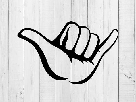 Shaka Drawing, Hang Loose Tattoo, Hang Loose Hand, Shaka Tattoo, Surf Sign, Surf Drawing, Shaka Hand, Shaka Sign, Hand Outline