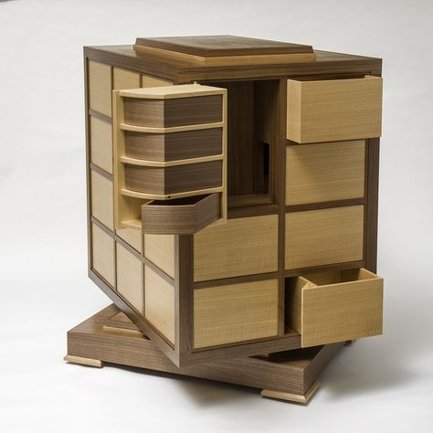 Puzzle Cabinet from Craig Thibodeau - Brusso Hardware Sitka Spruce, Studio Furniture, Industrial Design Sketch, Diy Workshop, Door Design Interior, Drawer Design, Diy Wood Projects Furniture, Puzzle Box, Painted Boxes