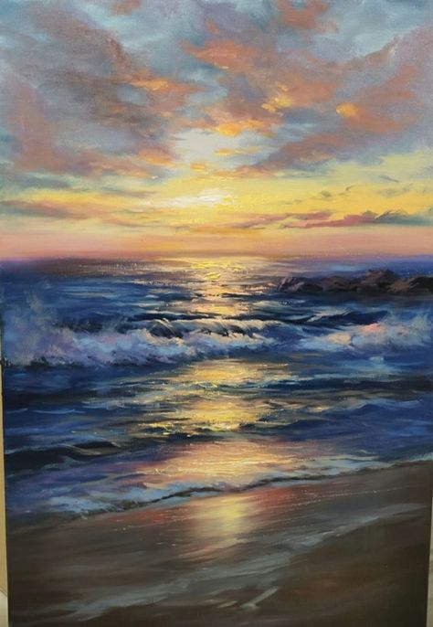 Sea Scapes Paintings Acrylics, Sea Scapes Paintings, Gravity Art, Sea Scapes, Sea Scape, Ocean Waves Painting, Western Artwork, Sky Art Painting, Oil Painting Inspiration