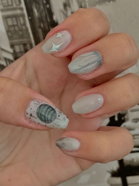 Taylor Swift Nail Ideas Folklore, Folklore Inspired Nails, Folklore Nails Taylor Swift, Ttpd Nails Taylor Swift, Swiftie Nails, Folklore Nails, 1989 Nails, Eras Nails, Swift Nails