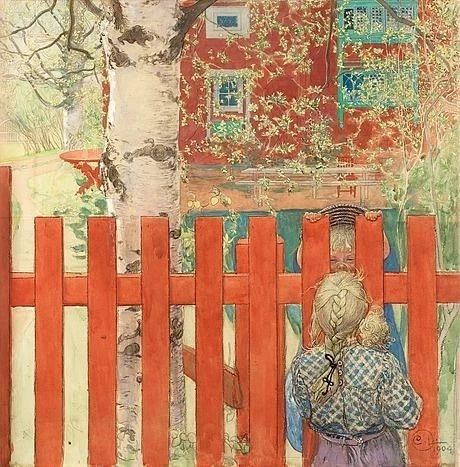 Canvas Painting Projects, Canvas Art Painting Acrylic, Carl Larsson, Canvas Art Projects, Art Nouveau Floral, Simple Canvas Paintings, Textured Canvas Art, Scandinavian Art, The Fence