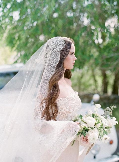 frensh lace wedding veil, Blusher Drop Veil, one layer veil, cathedral lace veil, white lace veil, c Veil Crown, Wedding Veil Blusher, Veil Blusher, Wedding Dress And Veil, Lace Cathedral Veil, Fingertip Wedding Veils, Long Veil Wedding, Drop Veil, Layered Veil