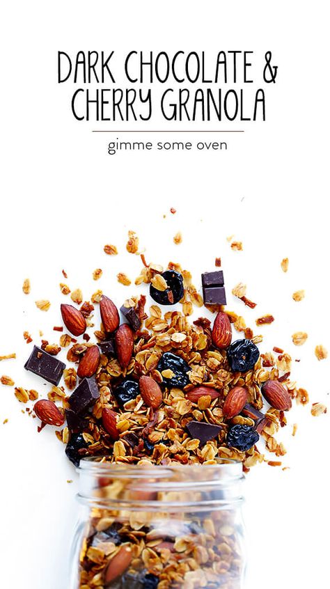 Cherry Granola, Gimme Some Oven, Granola Healthy, Granola Recipes, Homemade Granola, Chocolate Cherry, Organic Food, Granola Bars, Snack Time