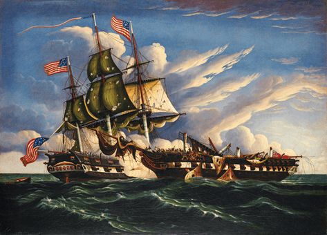 New Light on Thomas Chambers by Kathleen A. Foster | Articles Thomas Chambers, Uss Constitution, Ship Artwork, The Constitution, Metropolitan Museum Of Art, Metropolitan Museum, Art Reproductions, Graphic Illustration, Photographic Print