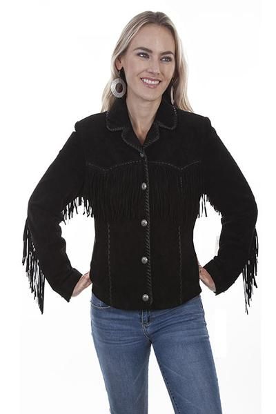 Women's Leather Jacket Collection Suede: Scully Western Fringe Whip Stitched Black Black Suede Fringe Jacket, Leather Fringe Jacket, Fringe Leather Jacket, Suede Fringe Jacket, Western Design, The Fringe, Fringe Jacket, Suede Fringe, Leather Fringe