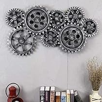 Gear Wall, Grey Wall Decor, Steampunk Wall, Gear Design, Distressed Walls, Industrial Style Decor, Gear Art, Wheel Art, Bar Art