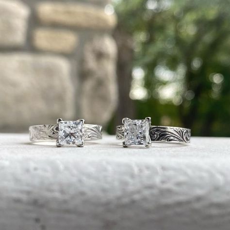 Western Style Wedding Rings, Western Wedding Rings Sets, Western Engagement Rings, Square Cut Engagement Rings, Pretty Wedding Rings, Western Wedding Rings, Turquoise Engagement Ring, Maine Beach, Western Rings