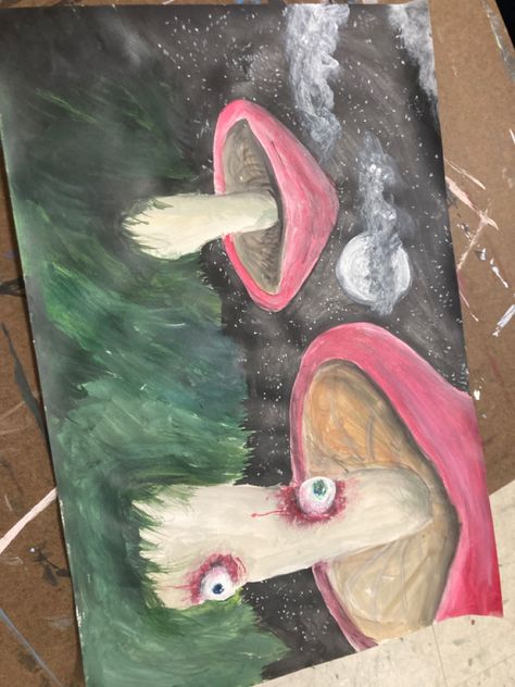 Surealism Art Painting Ideas, Creepy Paintings Aesthetic, Creepy Things To Paint, Sideways Paintings, Grunge Canvas Art, Horror Oil Pastel Art, Creepy Oil Pastel Art, Painting Ideas On Canvas Scary, Aesthetic Art Paintings Grunge