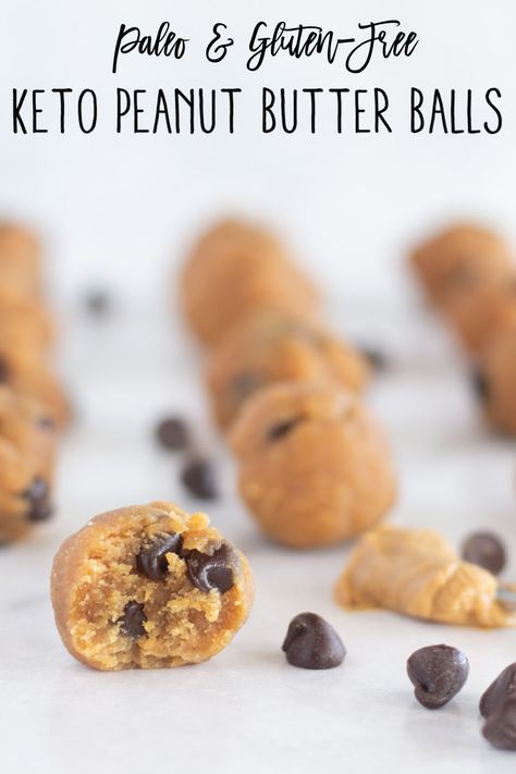 These Keto Peanut Butter Balls have a sweet peanut butter cookie dough flavor that melts in your mouth AND can be made in just one bowl in a matter of minutes! Plus, they are gluten-free and can be made Paleo compliant! #keto #lowcarb #paleo #glutenfree #ketosnacks #ketopeanutbutterballs #paleosnack s#paleopeanutbutterballs #glutenfreesnacks #glutenfreepeanutbutterballs #lowcarbsnacks #lowcarbpeanutbutterballs Keto Peanut Butter Balls, Peanut Butter Energy Balls, Peanut Butter Energy Bites, Butter Cookie Dough, Low Carb Granola, Peanut Butter Balls Recipe, Keto Peanut Butter, Peanut Butter Cookie Dough, Butter Balls