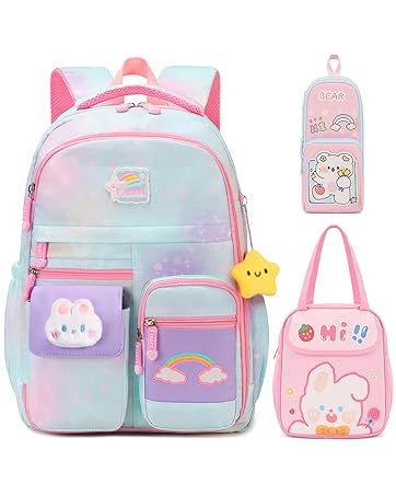 Backpack for girls, Girls Backpack Set, Cute Bunny Rainbow #bag #bagforgirls #backtoschool #school #bagforschool #school Box Pencil Case, Girls Backpack, Backpack Set, Kids Backpack, School Backpack, Girl Backpacks, Kids Backpacks, School Backpacks, Cute Bunny