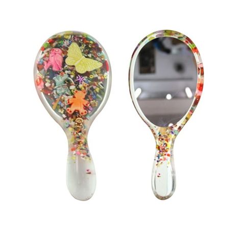 Resin hand mirror Resin Hand Mirror, Hand Mirrors, Diy Resin, Bath Products, Vintage Mirror, Hand Mirror, Diy Bath Products, Mold Making, Resin Diy