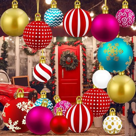 Amazon.com: Jetec 12 Packs Inflatable Ball Christmas Ornaments Christmas Blow up Ball Decor Giant Inflatable Ornaments Outdoor Large Xmas Light up PVC with LED Light Remotes for Tree Yard Decor (Multicolor) : Patio, Lawn & Garden Colorful Christmas Decorations Outdoor, Inflatable Ornaments, Outdoor Christmas Ornaments, Large Outdoor Christmas Ornaments, Mexican Christmas Decorations, Christmas Blow Up, Oversized Ornaments, Inflatable Christmas Tree, Colorful Christmas Decorations