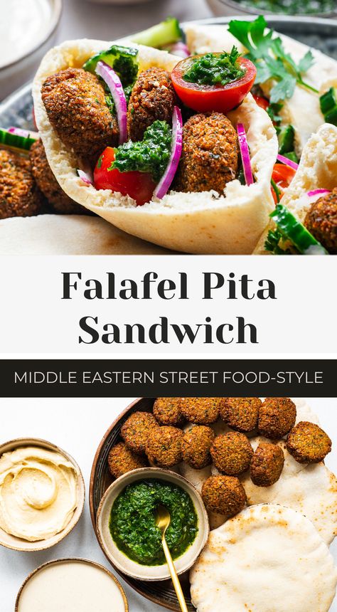 Satisfy your cravings for Lebanese street food with this delicious falafel pita sandwich! Made with homemade falafel, crispy on the outside and soft on the inside, this Middle Eastern delight is packed with fresh salad and drizzled with creamy tahini sauce. Whether you're a vegan or vegetarian, this easy recipe is perfect for a quick and tasty lunch or dinner. Make your own falafel sandwich and enjoy the authentic flavours of this popular street food in the comfort of your own home!
} Falafel Serving Ideas, Vegetarian Pita Sandwich, Falafel Pita Pockets, Falafel Pita Sandwich, Homemade Falafel, Falafel Sauce, Egyptian Falafel Recipe, Falafel With Canned Chickpeas, Pita Pocket Recipes