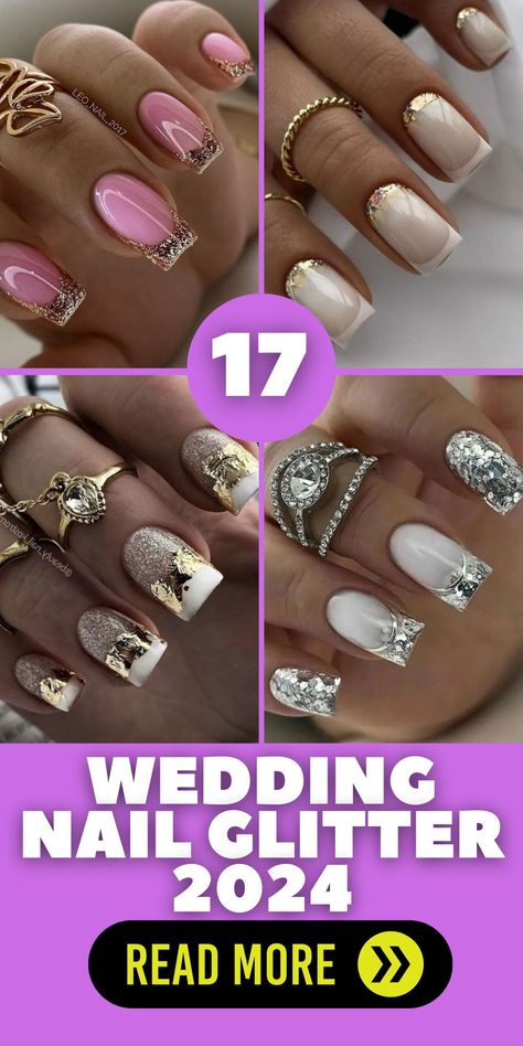 Tips are a classic choice for bridal nails, offering a clean and polished look that complements any wedding attire. Whether you opt for white tips, French tips, or colored tips, this choice adds a touch of sophistication to your nails. Tips can be customized with various shapes, lengths, and nail art designs to suit your individual style. Create a timeless and elegant bridal look with tips that enhance the natural beauty of your nails. Statement Nails, Bridal Manicure, Nails 2017, Statement Nail, Rose Gold Texture, White Tips, Wedding Nails Glitter, Nails Tips, Transparent Nails