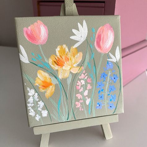 Original painting hand painted by myself on a small canvas approx 10cm comes with easel stand Abstract floral design painted in acrylic makes the perfect special gift.  Thank you for looking Art Small Canvas, Acrylic Canvas Art, Floral Art Canvas, Easel Stand, Watercolor Flower Art, Acrylic Flowers, Canvas Gift, Small Canvas, Acrylic Canvas