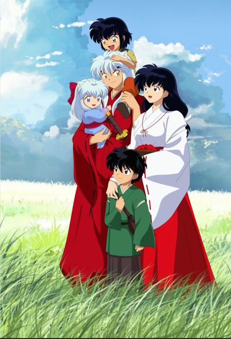 Inuyasha and Kagome with their children as a happy family Amor Inuyasha, Inuyasha Funny, Inuyasha Love, Inuyasha And Sesshomaru, Inuyasha Fan Art, Inu Yasha, Corpse Party, Kagome And Inuyasha, Kagome Higurashi