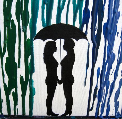 Lesbian Wedding Gift Lesbian Art Rainbow Raindrops by FemByDesign Color Wheel Art Projects, Lesbian Wedding Gifts, Color Wheel Art, Umbrella Painting, Melted Crayon Art, Crayon Crafts, Couple Silhouette, Rainbow Painting, Art & Craft Paint