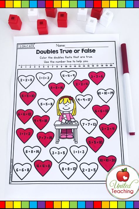 Valentine's Day no prep activities that save you time while teaching essential skills. These fun and engaging worksheets cover important standards and outcomes while making learning fun. The cute Valentine's Day theme is perfect for the Valentine's Day holiday. The printables can be used in math centers, for morning work, with substitutes or for homework. Lots more no prep Valentine's Day math activities included in the bundle. Valentines Day First Grade, Valentines Day Worksheets 2nd Grade, Valentines Day Math Activities 3rd Grade, Valentine Addition Kindergarten, Valentine’s Day Math Craft, Math 1st Grade, Valentines Day Math First Grade, Vday Party, February Math