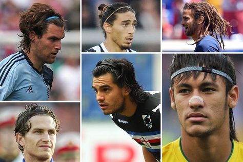 20 Hot Soccer Guys With Long Hair  from the 2014 World Cup, from men in headbands to dreadlocks and including the US's Kyle Beckerman. Guys With Long Hair, Soccer Headbands, Boy Headbands, Harry Styles Hair, Geisha Hair, Soccer Hairstyles, Soccer Hair, 2014 World Cup, Men's Long Hairstyles