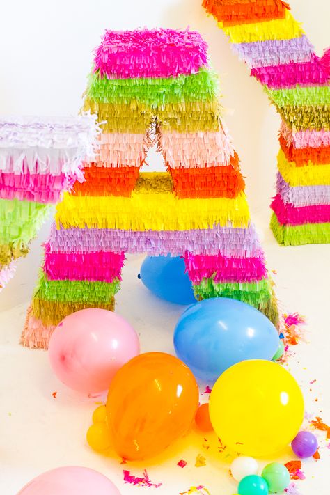 Pinata Letters, Piñata Letters, Diy Mexican Decor, Diy Wooden Letters, How To Make Pinata, Letter Diy, Mexican Party Decorations, Fun Wedding Decor, Paper Mache Letters