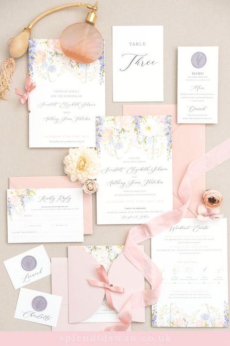 Pastel Invitation Wedding, Wedding Stationery Set, Spring Pastel Wedding Invitations, Pastel Wedding Invites, Wedding Invitations Pastel, Loz Wedding, Garden Party Wedding Invitations, Pastel Wedding Invitation, Pastel Wedding Stationery