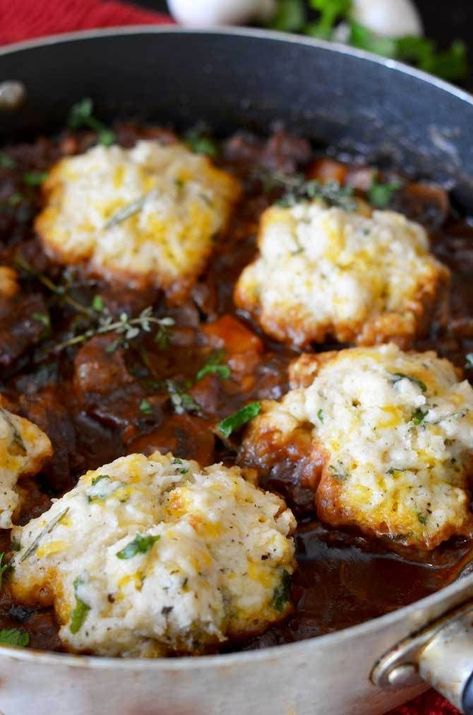 [ Guinness Beef Stew with Cheddar Herb Biscuits ] #beef #stew #biscuits Herb Biscuits, Guinness Beef Stew, Think Food, Irish Recipes, Beef Dishes, Beef Stew, Stew Recipes, Main Meals, Guinness