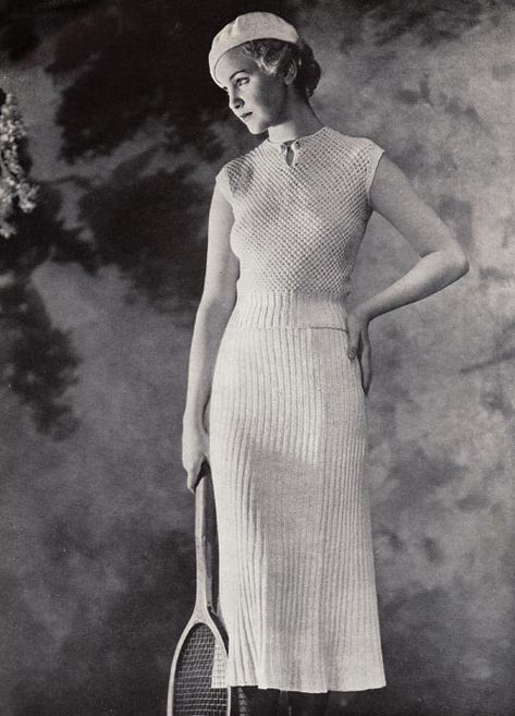 Chronically Vintage: Serving up some vintage tennis history and fashion Knitting Artwork, 1930s Women, Annie Jr, Knit Clothes, Madeleine Vionnet, Madame Gres, Tennis Wear, Vintage Knitwear, Fair Isles