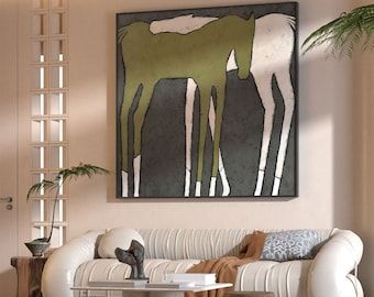 Modern Horse Paintings, Modern Horse Art, Modern Western Art, Living Room Paintings Art Canvases, Abstract Art Animals, Large Canvas Painting Ideas, Abstract Horses, Abstract Horse Art, Paintings Portraits