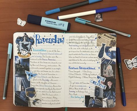 Ravenclaw Journal #ravenlaw #harrypotter #journal Ravenclaw Journal, Harry Potter Notebook, Harry Potter Sketch, Harry Potter Scrapbook, Harry Potter Journal, Harry Potter Art Drawings, House Journal, Tracker Ideas, Ravenclaw Aesthetic